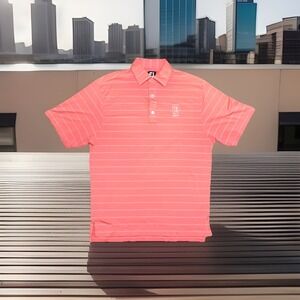 FootJoy TPC Sawgrass  Golf Polo Shirt in pink/coral with white stripes SZ SMALL